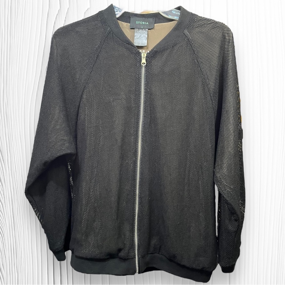 Storia Black Mesh Bomber Style Jacket